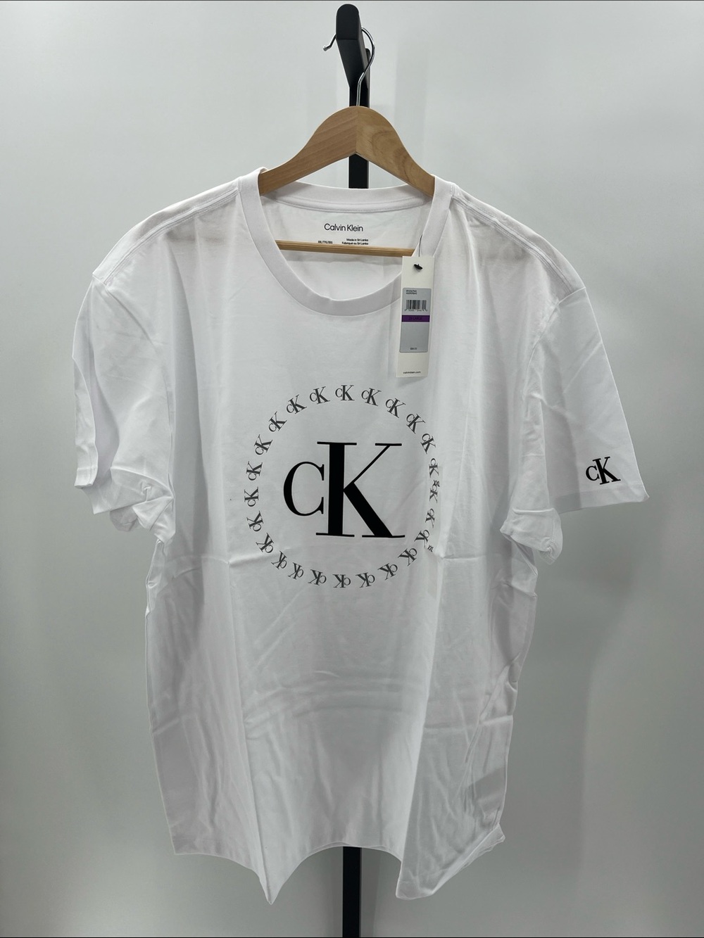 Calvin Klein White Short Sleeve Tee with Black cK Circle Logo